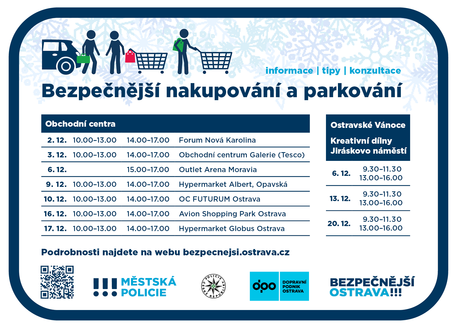 Grafický leták projektu Bezpečnější nakupování a parkování